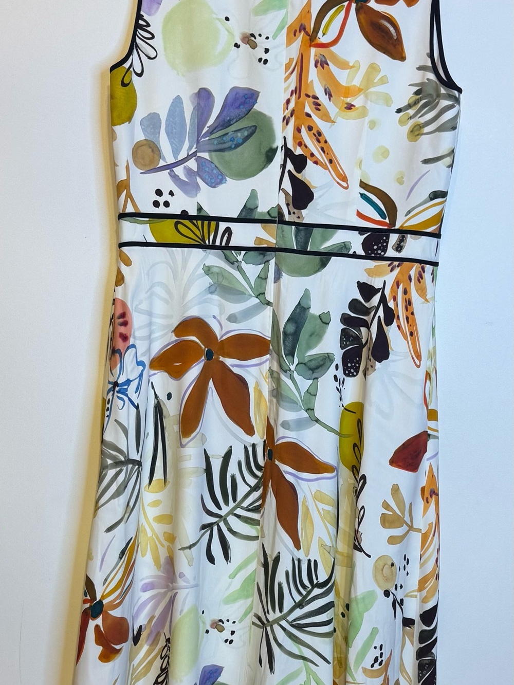 Classy Lafayette 148 New York White Botanical Print MIDI Sz 10 - Picture 8 of 13